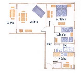 Grundriß ihrer Ferienwohnung auf Fehmarn